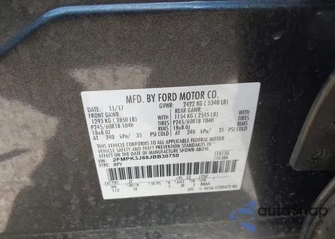 2018 Ford Edge Sel z USA, uszkodzony, nr VIN 2FMPK3J88JBB30750